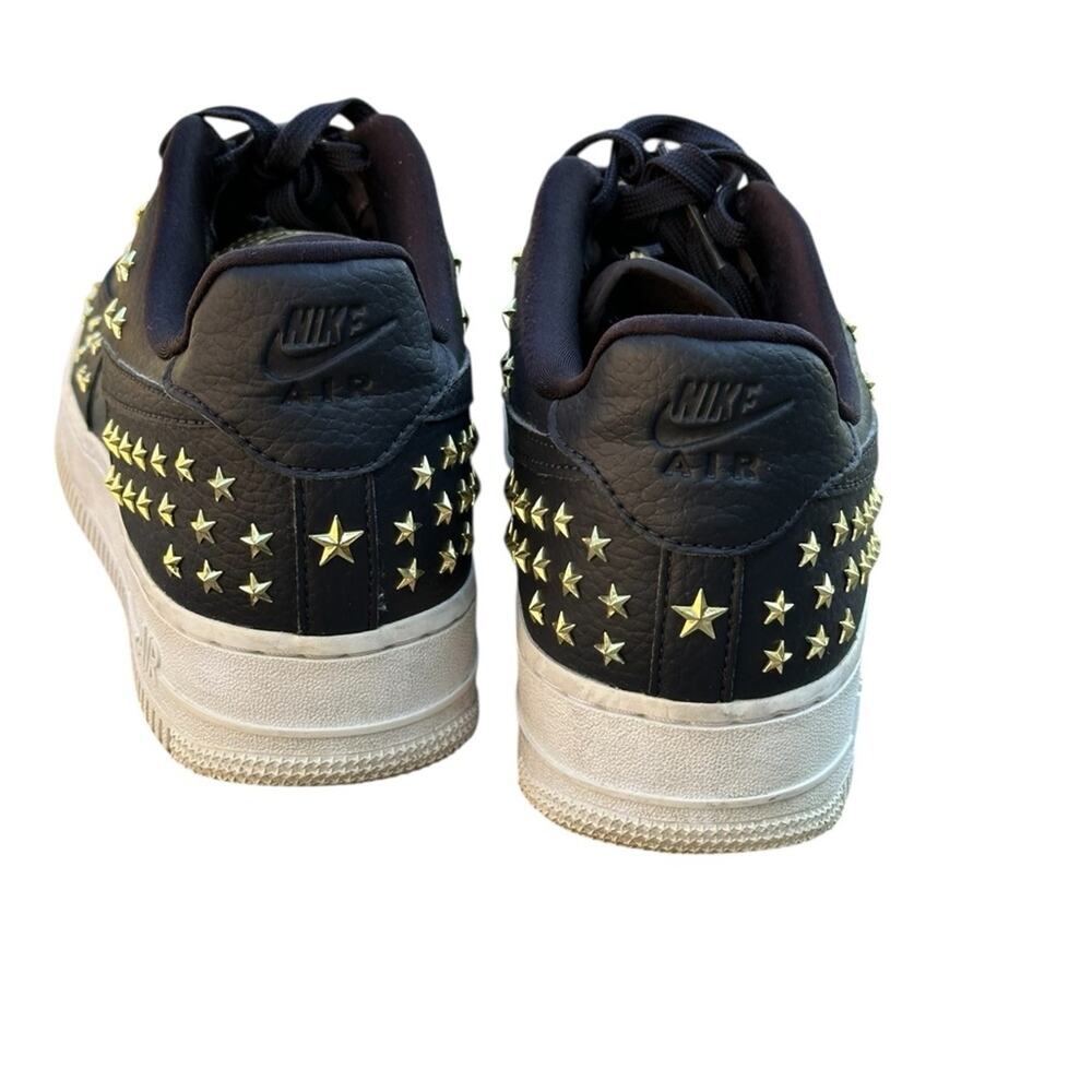 Nike Air Force 1 Black and Gold Stars Studded Sneakers GUC Size 9 - Picture 4 of 16